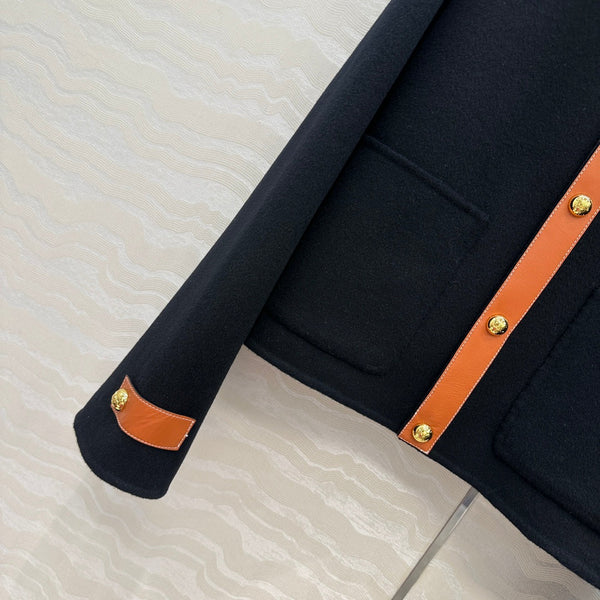 Cappotto in cashmere nero con bottoni dorati CE Arc De Triomphe