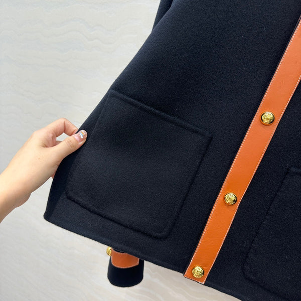 Cappotto in cashmere nero con bottoni dorati CE Arc De Triomphe