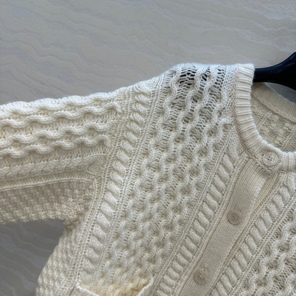 CE Round Neck Cardigan White Cashmere