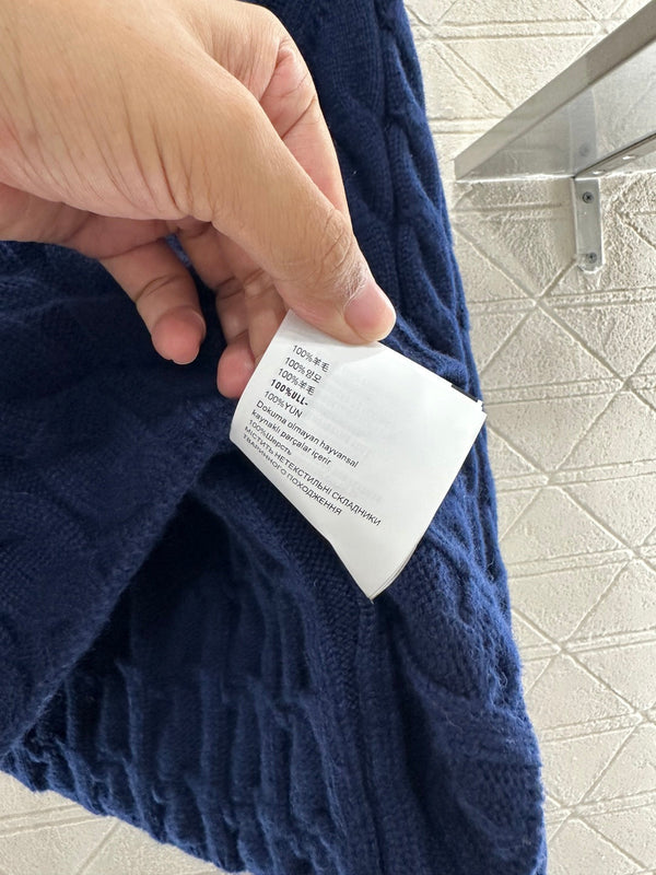 Miumiu Cable Knit Pullover Sweater Wool Blue