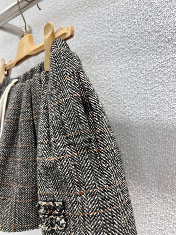 Miumiu 25FW Drawstring Mini A-Line Flared Skirt Brown Viscose