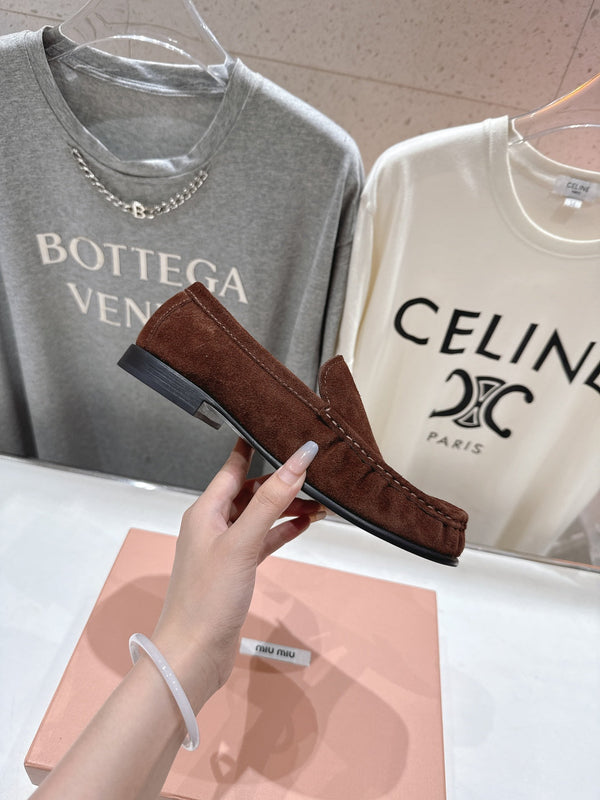 Miumiu 25 Loafer Brown Black Cowhide Suede 175774