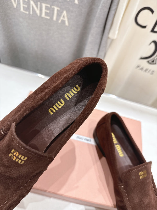 Miumiu 25 Loafer Brown Black Cowhide Suede 175774