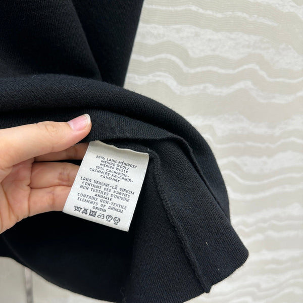 The Row High-End Wool Short-Sleeved Dress With a Ribbon Scarf Black Wool 304588