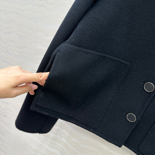 HM Coat Black Wool and Cashmere 304566