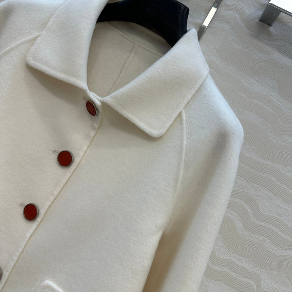 HM Coat White Wool and Cashmere 304571