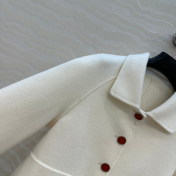 HM Coat White Wool and Cashmere 304571