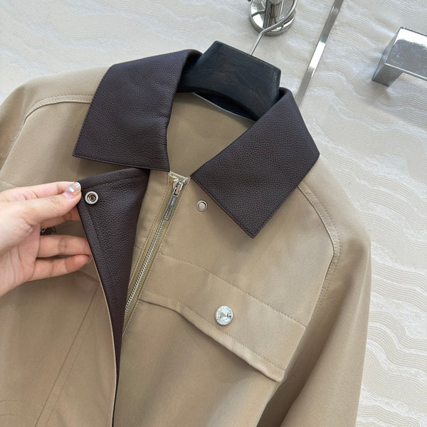 HM Majia Mid-Length Trench Coat Beige Lychee-Grained Suede 304557