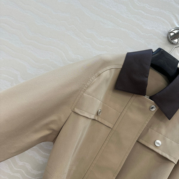 HM Majia Mid-Length Trench Coat Beige Lychee-Grained Suede 304557