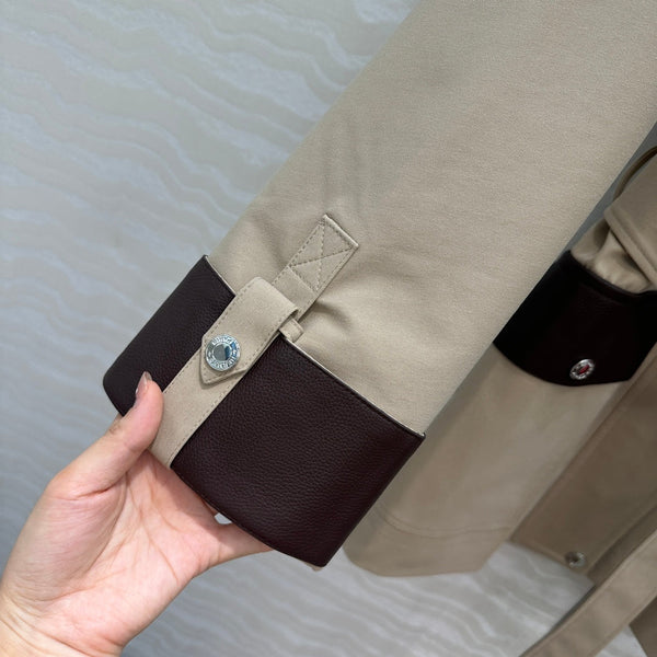 HM Majia Mid-Length Trench Coat Beige Lychee-Grained Suede 304557