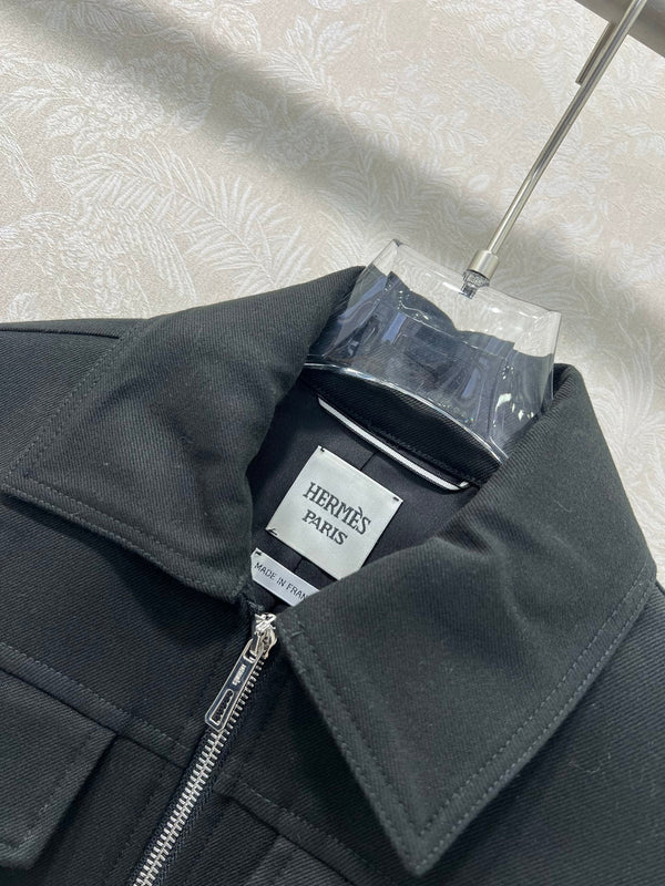 HM Lapel Zipper Jacket Black Viscose 304343