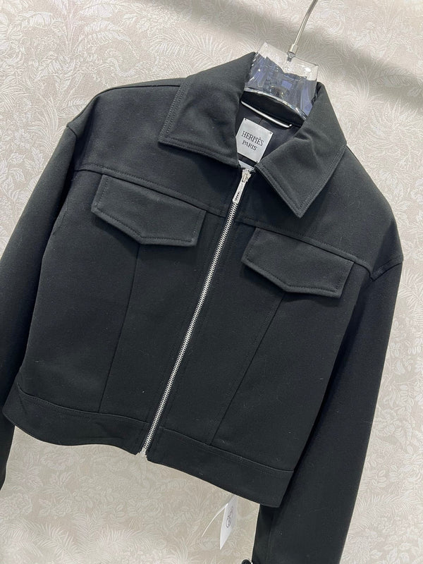 HM Lapel Zipper Jacket Black Viscose 304343