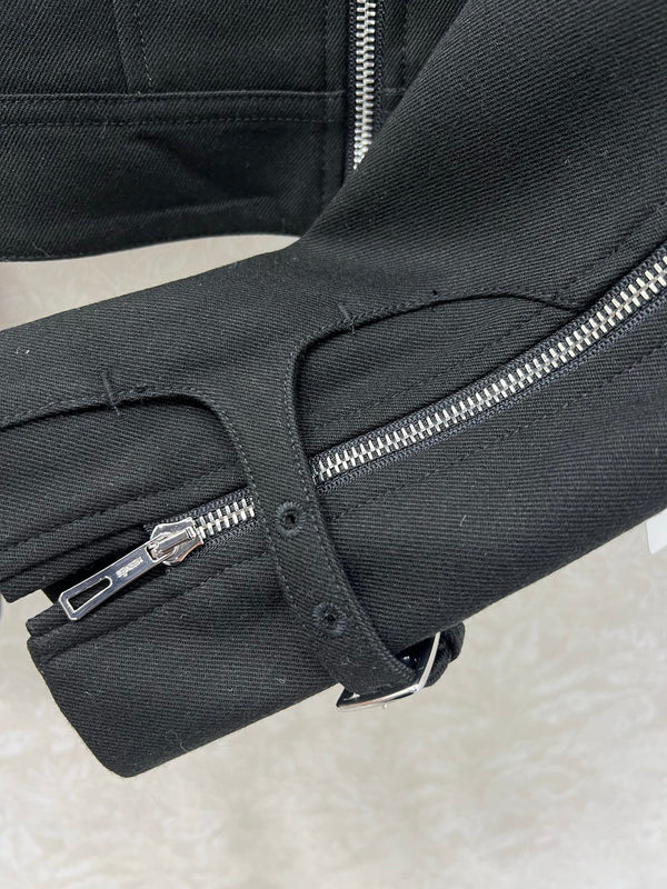 HM Lapel Zipper Jacket Black Viscose 304343