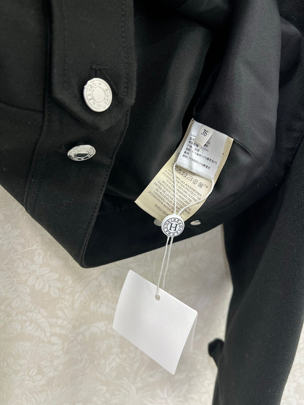 HM Lapel Zipper Jacket Black Viscose 304343