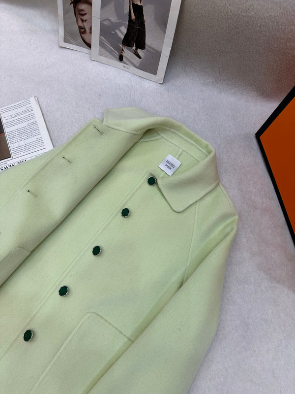 HM Double-Faced Cropped Coat Mint Green Cashmere 304249