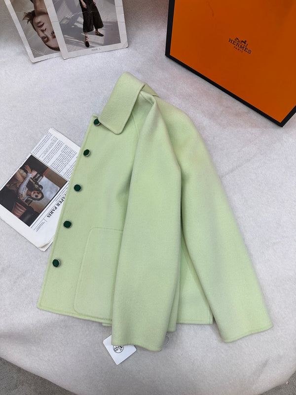 HM Double-Faced Cropped Coat Mint Green Cashmere 304249