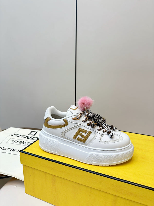 Fendi 25 Match Platform Sneakers White Cowhide 469482