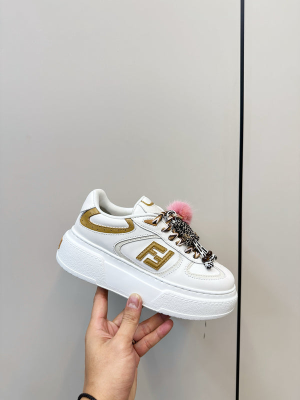 Fendi 25 Match Platform Sneakers White Cowhide 469482