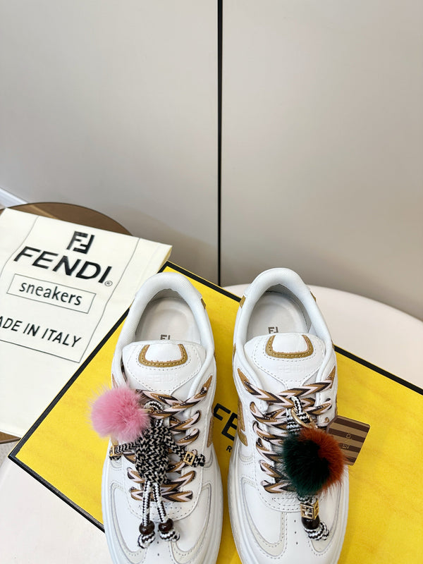 Fendi 25 Match Platform Sneakers White Cowhide 469482