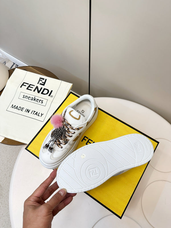 Fendi 25 Match Platform Sneakers White Cowhide 469482
