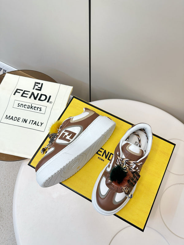 Fendi 25 Match Platform Sneakers Chocolate Brown Cowhide 469481