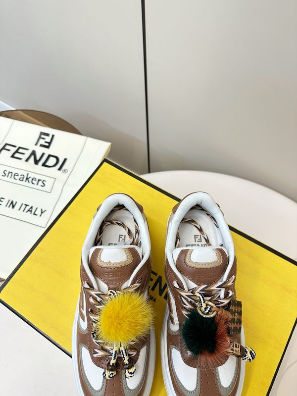 Fendi 25 Match Platform Sneakers Chocolate Brown Cowhide 469481