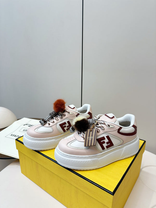 Fendi 25 Match Platform Sneakers Pink Cowhide 469480