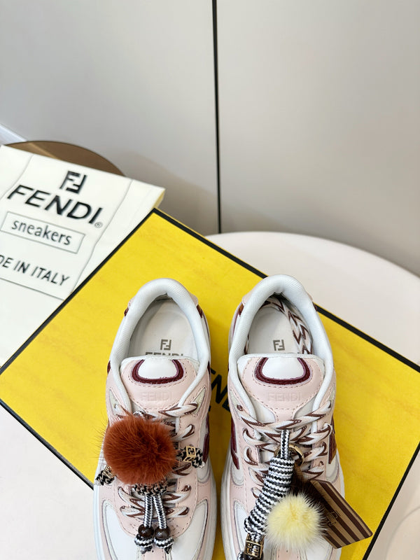 Fendi 25 Match Platform Sneakers Pink Cowhide 469480