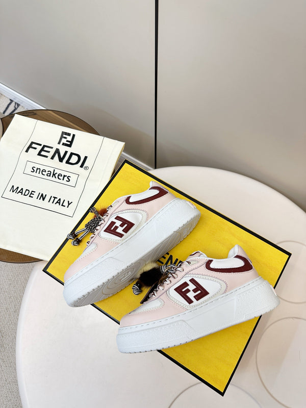 Fendi 25 Match Platform Sneakers Pink Cowhide 469480