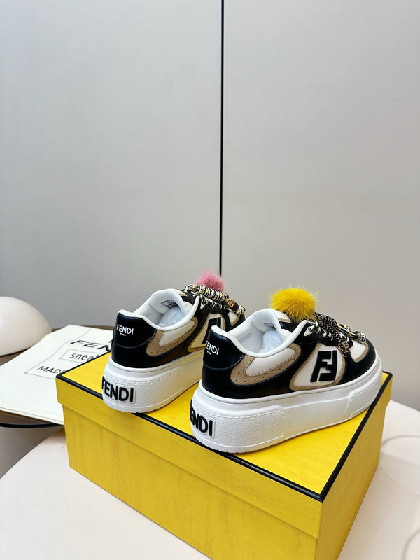 Fendi 25 Match Platform Sneakers Black Cowhide 469479