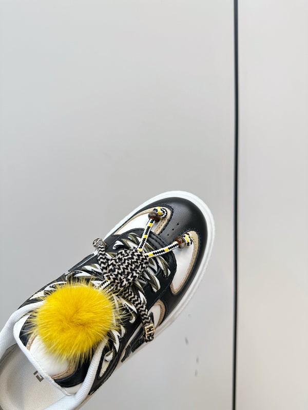 Fendi 25 Match Platform Sneakers Black Cowhide 469479