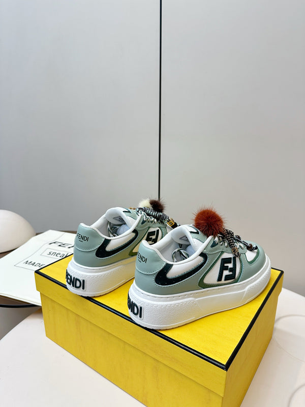Fendi 25 Match Platform Sneakers Mint Green Cowhide 469478