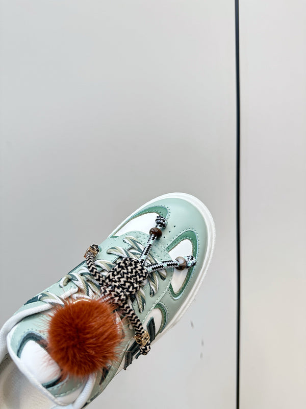 Fendi 25 Match Platform Sneakers Mint Green Cowhide 469478