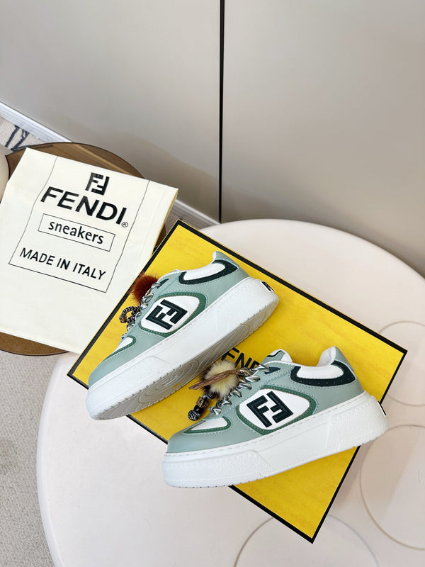 Fendi 25 Match Platform Sneakers Mint Green Cowhide 469478