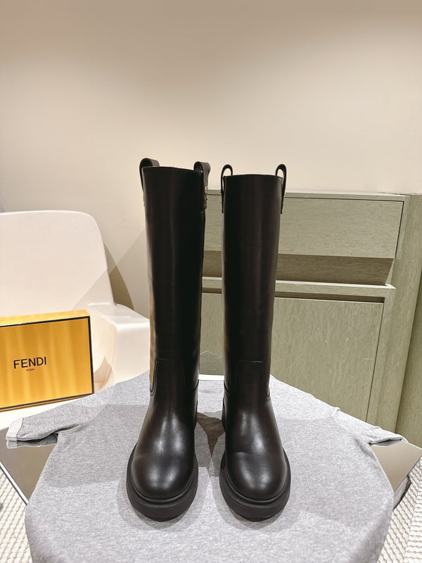Fendi Long Boots Black Cowhide 463746