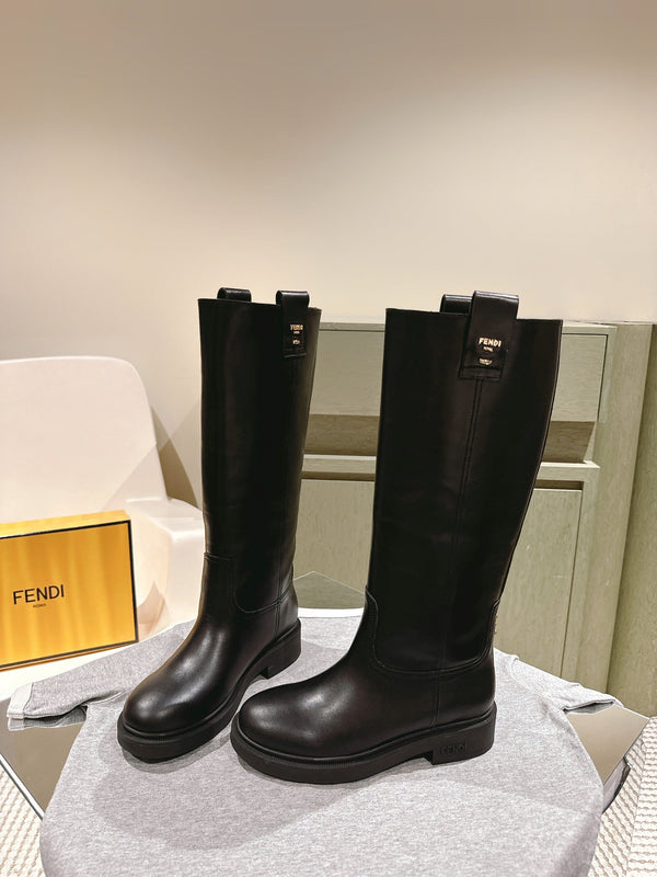 Fendi Long Boots Black Cowhide 463746