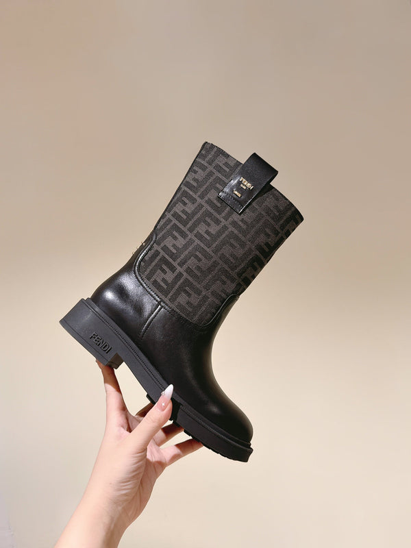Fendi Ankle Boots F Pattern Black Cowhide 463744