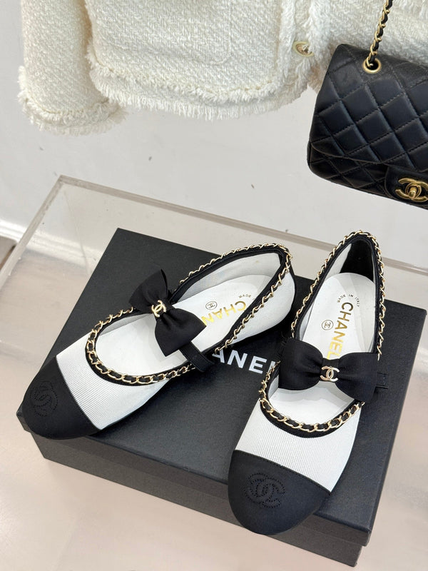 CC 25P Hollow Chain Bow Mary Janes White Mesh 473302