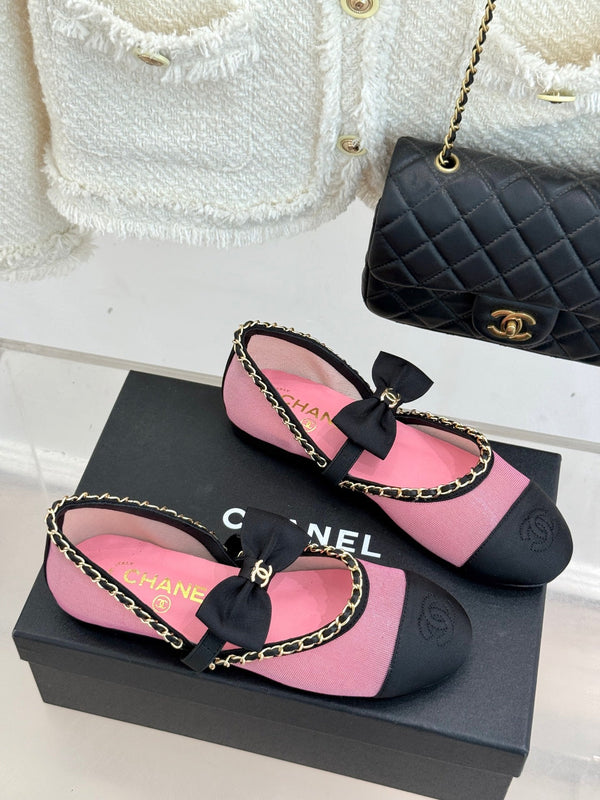 CC 25P Hollow Chain Bow Mary Janes Pink Mesh 473300