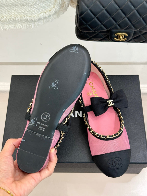 CC 25P Hollow Chain Bow Mary Janes Pink Mesh 473300