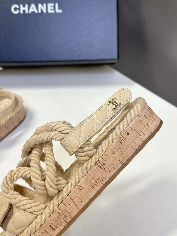 CC 25 Dad Sandals Beige Rope and Sheepskin 473370