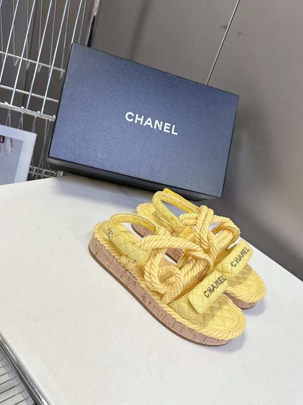 CC 25 Dad Sandals Yellow Rope and Sheepskin 473369
