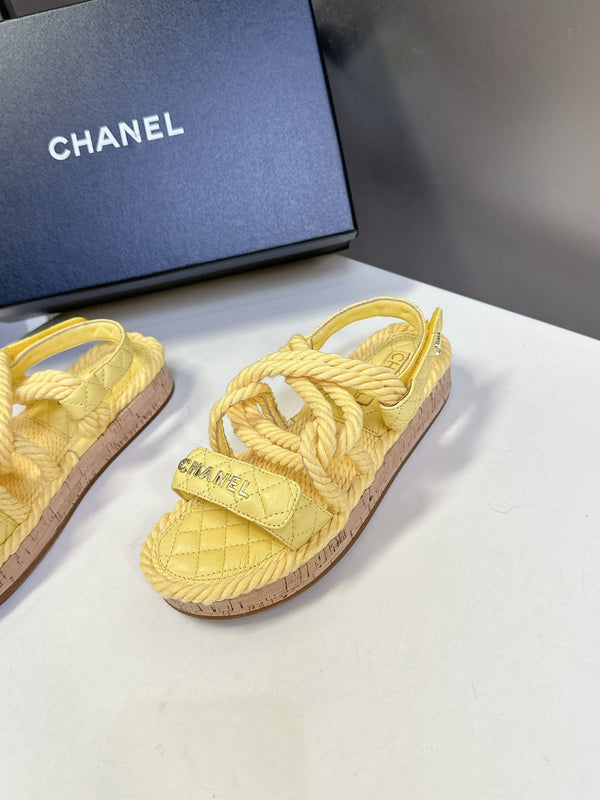 CC 25 Dad Sandals Yellow Rope and Sheepskin 473369