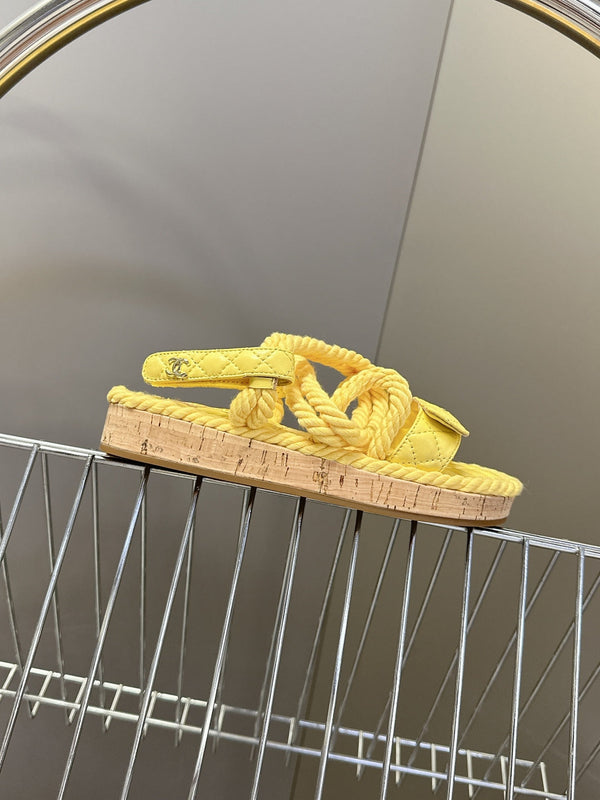 CC 25 Dad Sandals Yellow Rope and Sheepskin 473369
