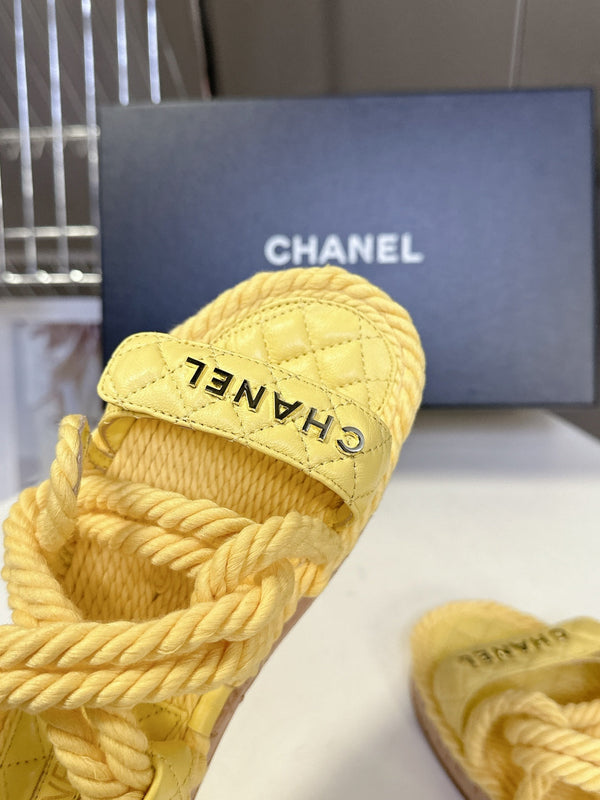 CC 25 Dad Sandals Yellow Rope and Sheepskin 473369