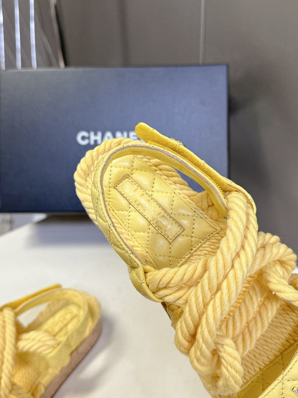 CC 25 Dad Sandals Yellow Rope and Sheepskin 473369