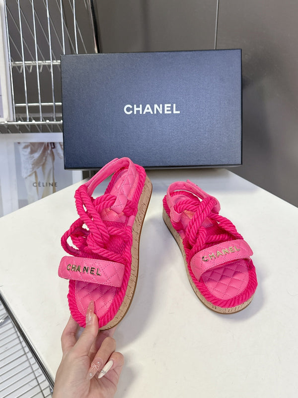 CC 25 Dad Sandals Pink Rope and Sheepskin 473368