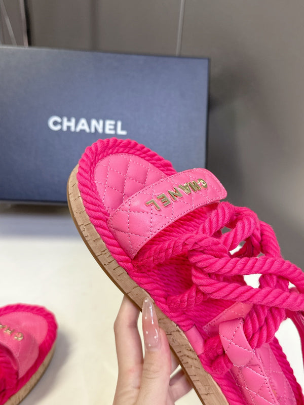 CC 25 Dad Sandals Pink Rope and Sheepskin 473368