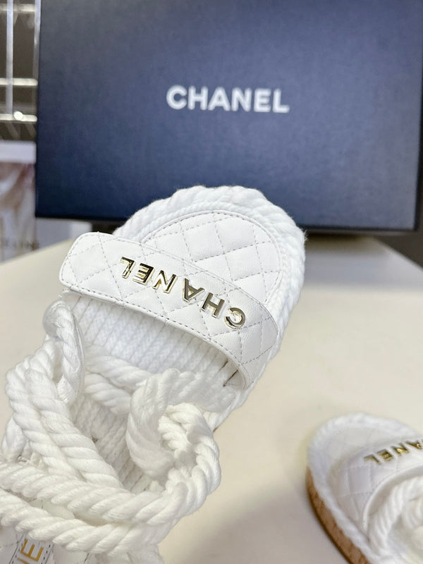 CC 25 Dad Sandals White Rope and Sheepskin 473367