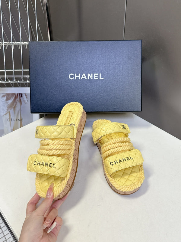 CC 25 Sandals Yellow Rope and Sheepskin 473364